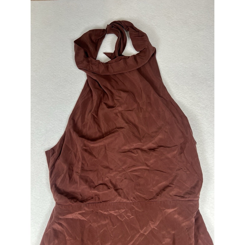 NWT Banana Republic Matte Silk Halter Maxi‎ Dress In Deep Brick Size 12 - Picture 4 of 11